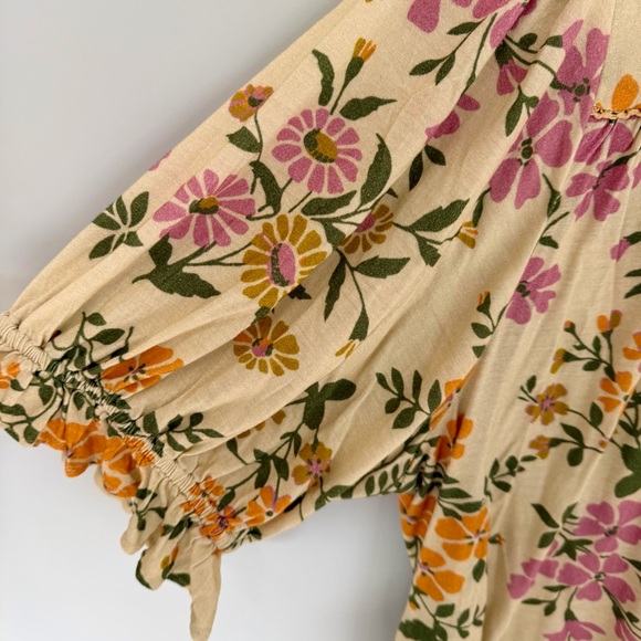 BL^NK LONDON x ANTHROPOLOGIE Stephanie Top in Yellow Blue Floral - Picture 6 of 7